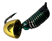 Мормышка Санхар Ручейник №5 0,9гр (d-2, L=9,5) #Зелёный + Латунный колокольчик