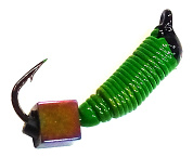 Мормышка Санхар Ручейник №3 0,5гр (d-1,5, L=8,5) #Зелёный + Кубик хамелеон