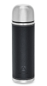 Термос для напитков Арктика 108 с чёрной оплёткой из экокожи (1л)