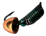 Мормышка Санхар Ручейник №5 0,9гр (d-2, L=9,5) #Зелёный + Медный колокольчик